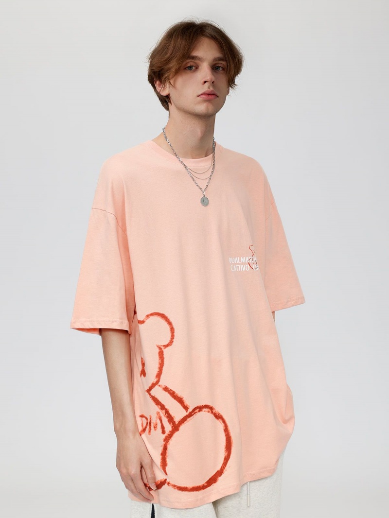 Rose  T Shirts Aelfric Eden Bear Stick Figure Print Coton Tee - GYV-1141182